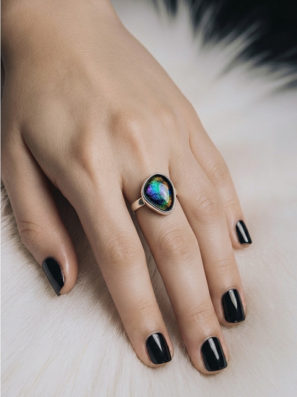 Titanium Aura Druzy Ring - Picture 12 of 15